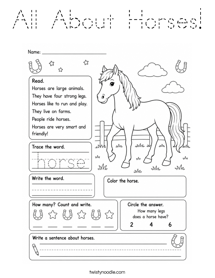 All About Horses! Coloring Page