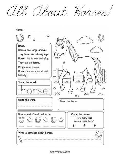 All About Horses! Coloring Page