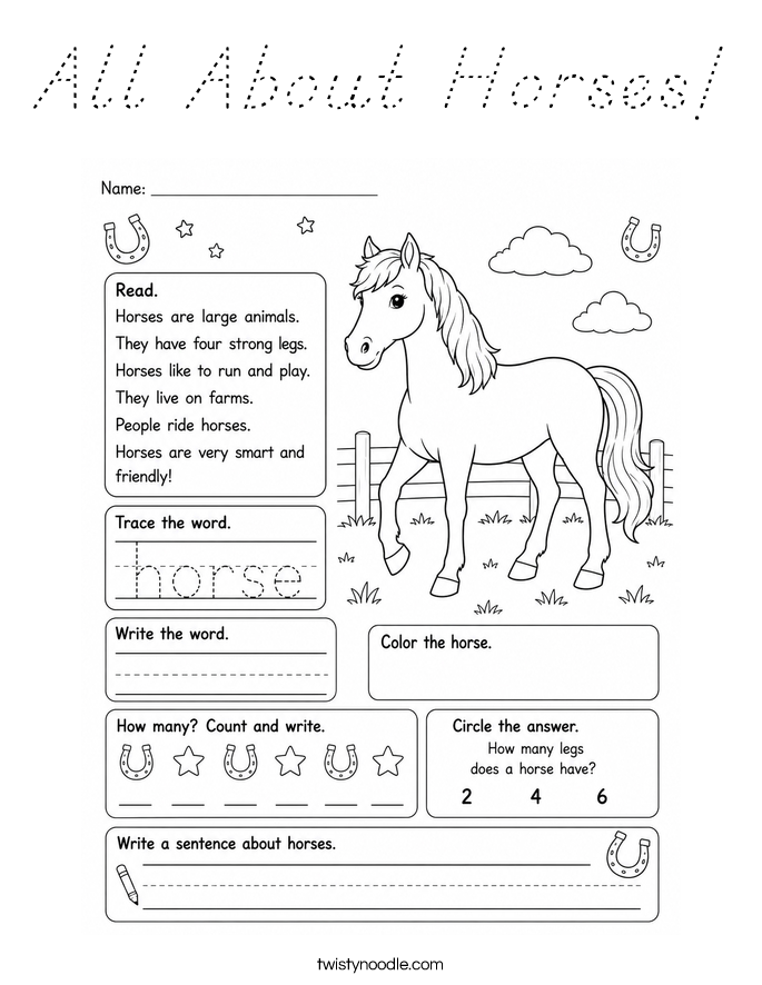 All About Horses! Coloring Page