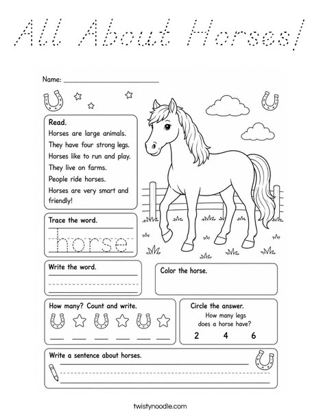 All About Horses! Coloring Page