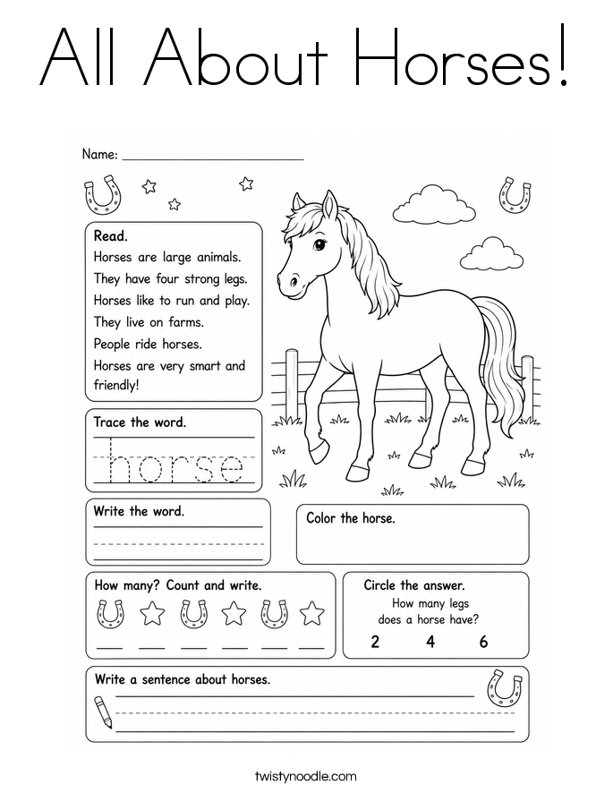 All About Horses! Coloring Page