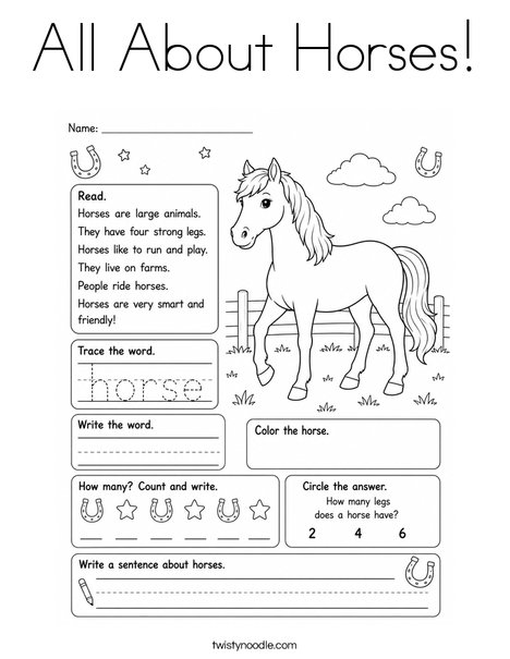 All About Horses! Coloring Page