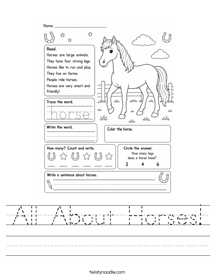 All About Horses! Worksheet