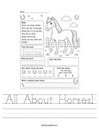 All About Horses Handwriting Sheet