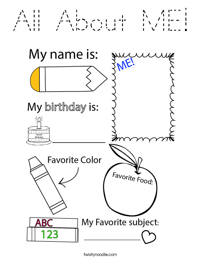 All About ME! Coloring Page