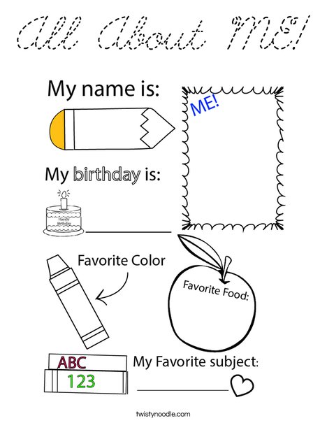 All About ME! Coloring Page