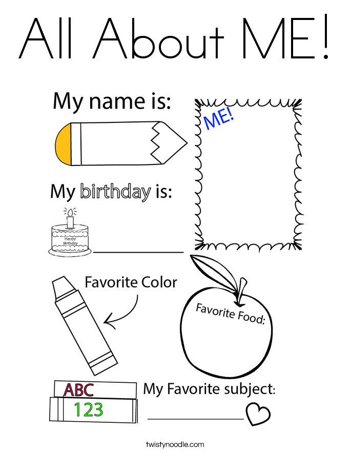 Collection of All About Me Coloring - All About Me 134 Coloring Page 