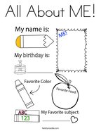 All About ME Coloring Page