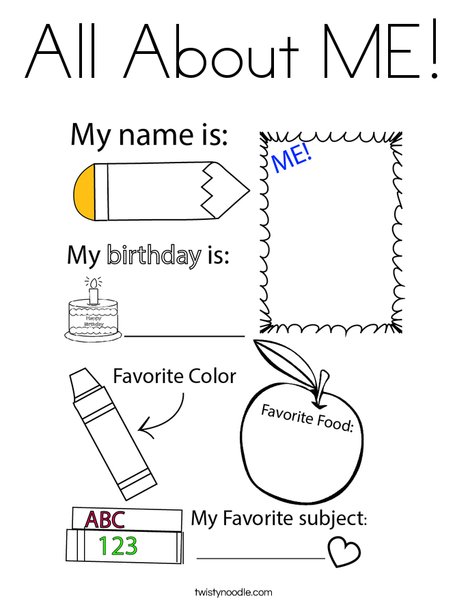 all about me coloring pages