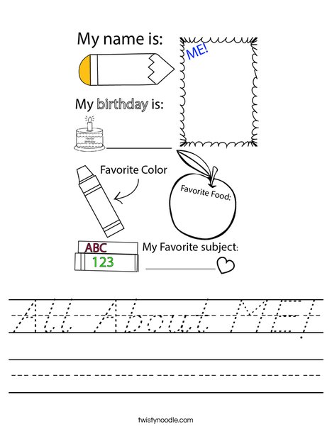 All About ME! Worksheet