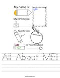 All About ME! Worksheet
