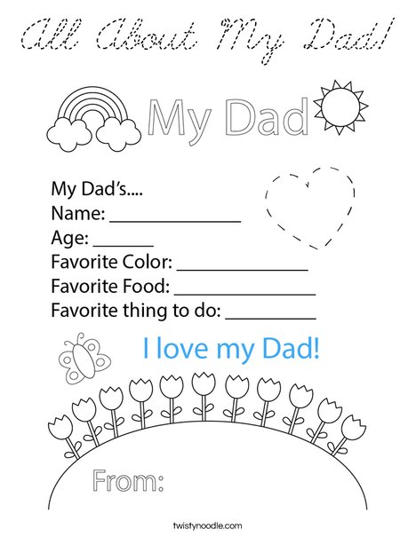 All About My Dad! Coloring Page