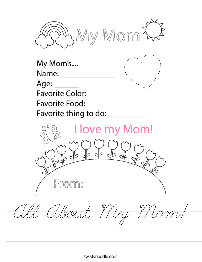 All About My Mom! Worksheet