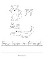 Fox has a friend Handwriting Sheet