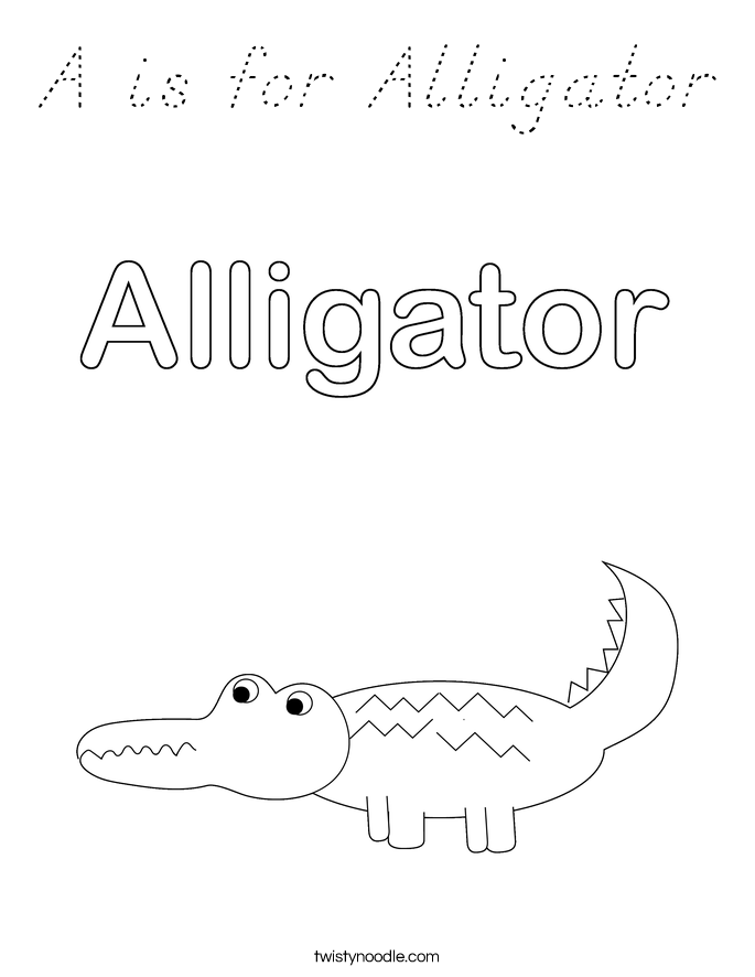 A is for Alligator Coloring Page