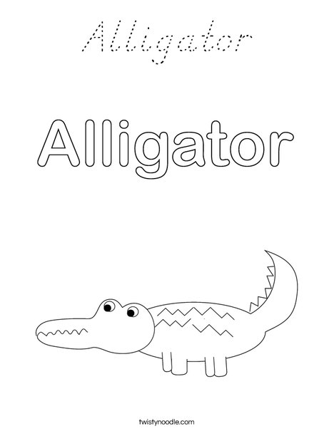 Alligator Coloring Page - D'Nealian - Twisty Noodle