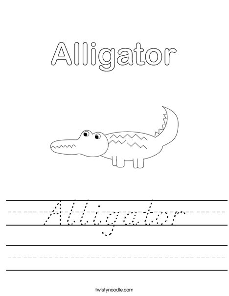 Alligator Worksheet - D'Nealian - Twisty Noodle