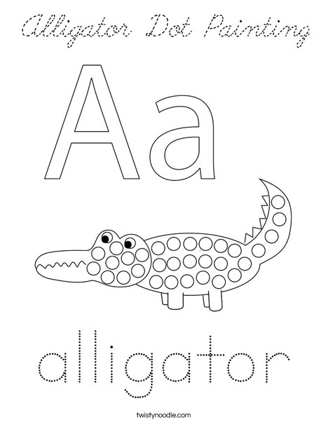Alligator Dot Painting Coloring Page
