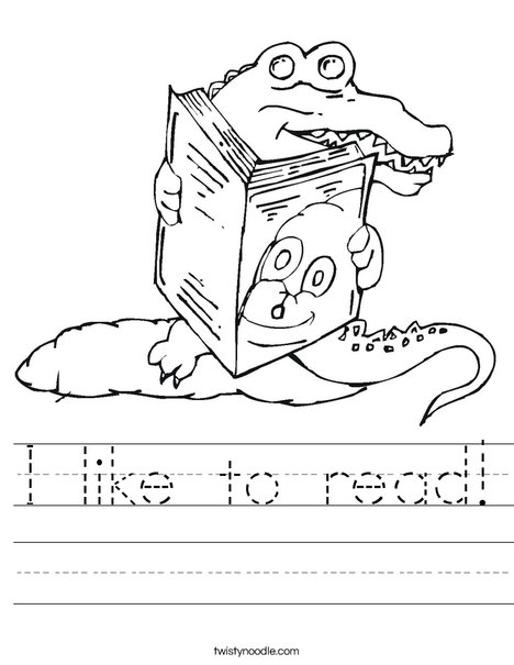 I like to read Worksheet - Twisty Noodle