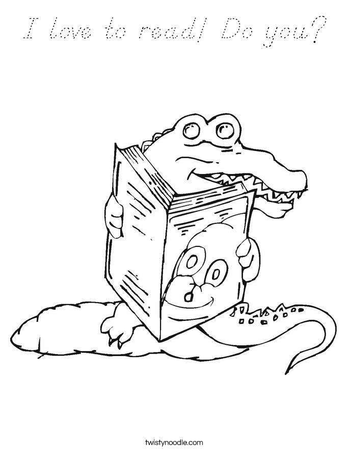 I love to read! Do you? Coloring Page