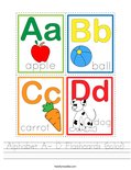 Alphabet A- D Flashcards (color) Worksheet