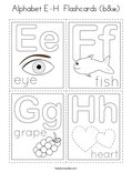 Alphabet E-H  Flashcards (b&w) Coloring Page