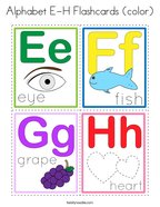 Alphabet E-H Flashcards (color) Coloring Page