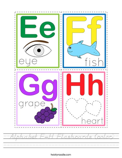 Alphabet E-H Flashcards (color) Worksheet