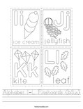 Alphabet I-L Flashcards (b&w) Worksheet