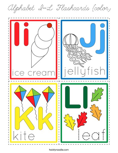 Alphabet I-L Flashcards (color) Coloring Page