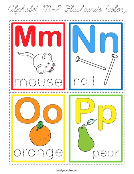 Alphabet M-P Flashcards (color) Coloring Page