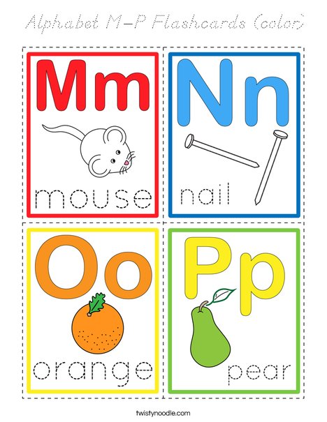 Alphabet M-P Flashcards (color) Coloring Page