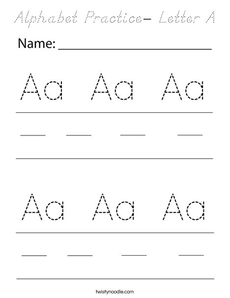 Alphabet Practice- Letter A Coloring Page