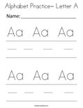 Alphabet Practice- Letter A Coloring Page