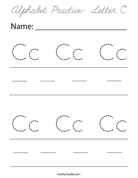 Alphabet Practice- Letter C Coloring Page