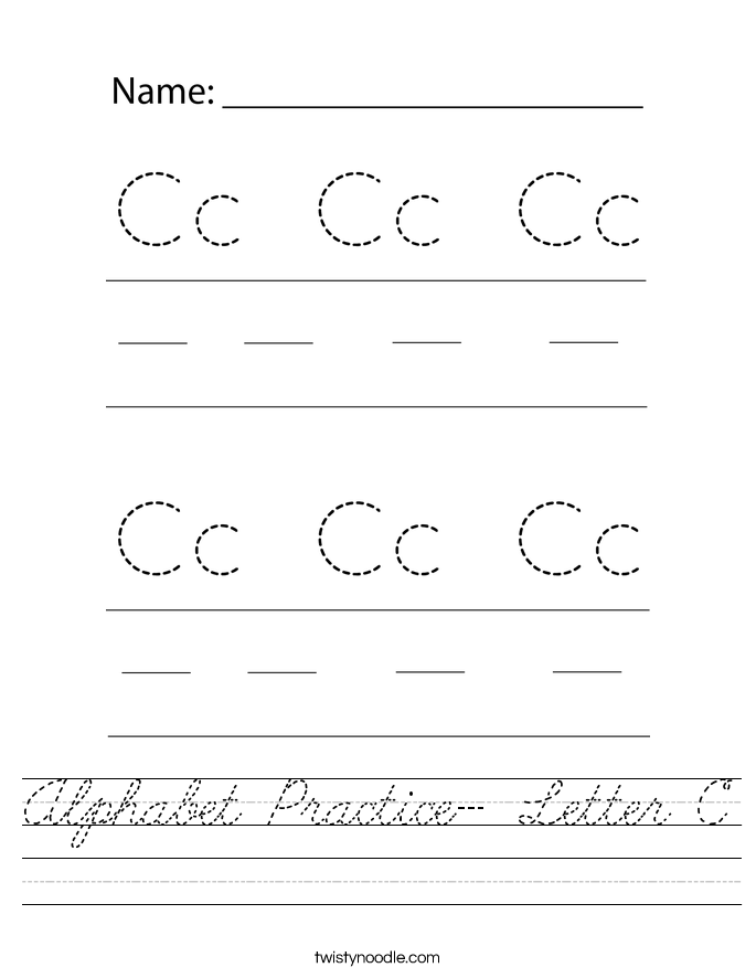 Alphabet Practice- Letter C Worksheet