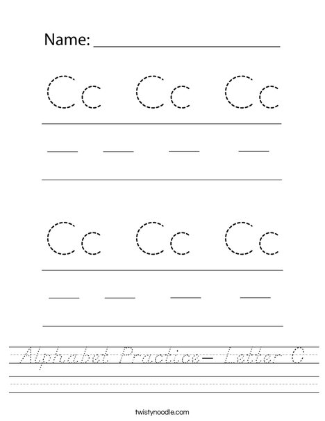 Alphabet Practice- Letter C Worksheet