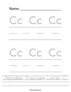 Alphabet Practice- Letter C Handwriting Sheet