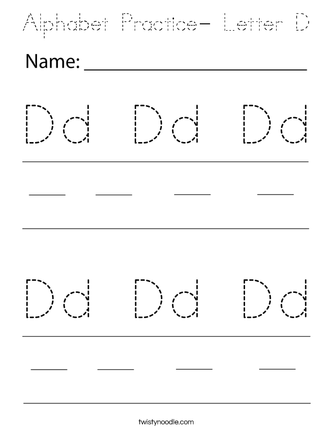 Alphabet Practice- Letter D Coloring Page