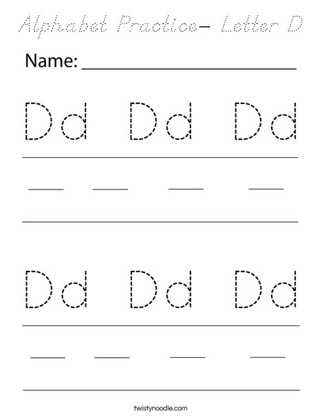 Alphabet Practice- Letter D Coloring Page