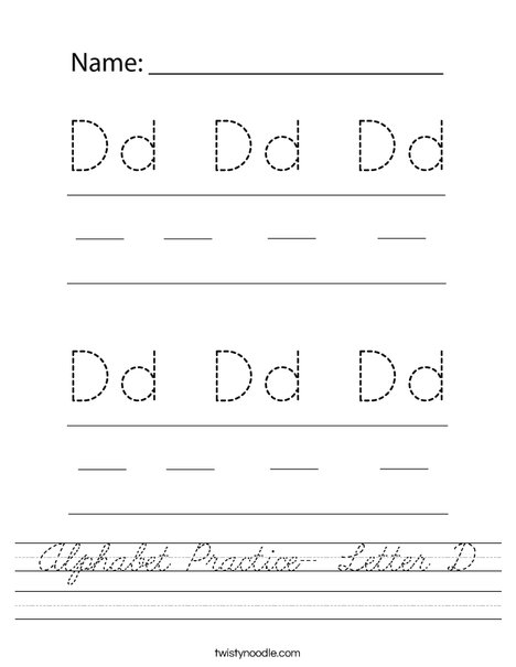 Alphabet Practice- Letter D Worksheet