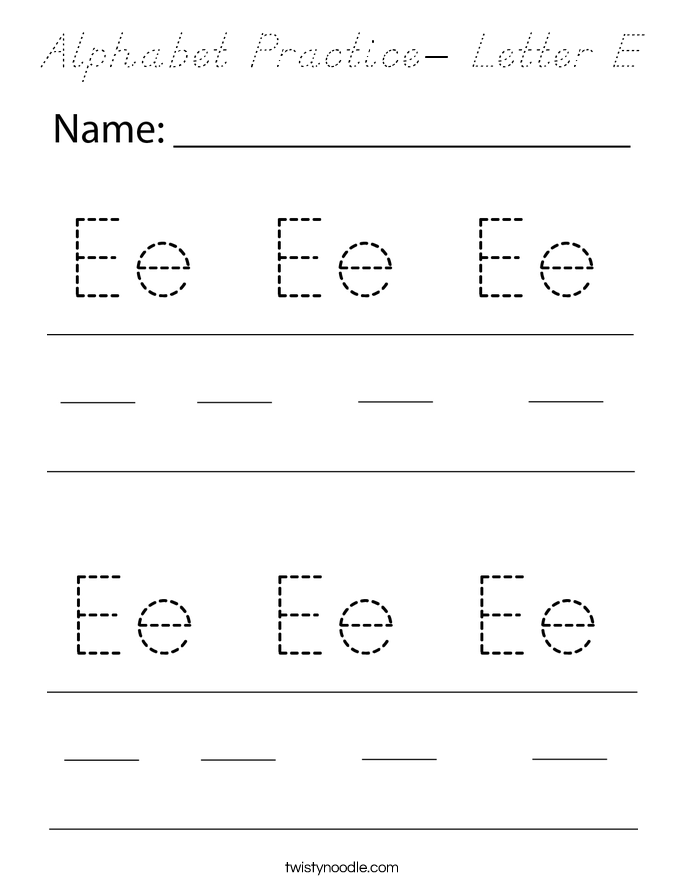 Alphabet Practice- Letter E Coloring Page