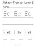 Alphabet Practice- Letter E Coloring Page