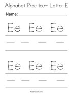 Alphabet Practice- Letter E Coloring Page