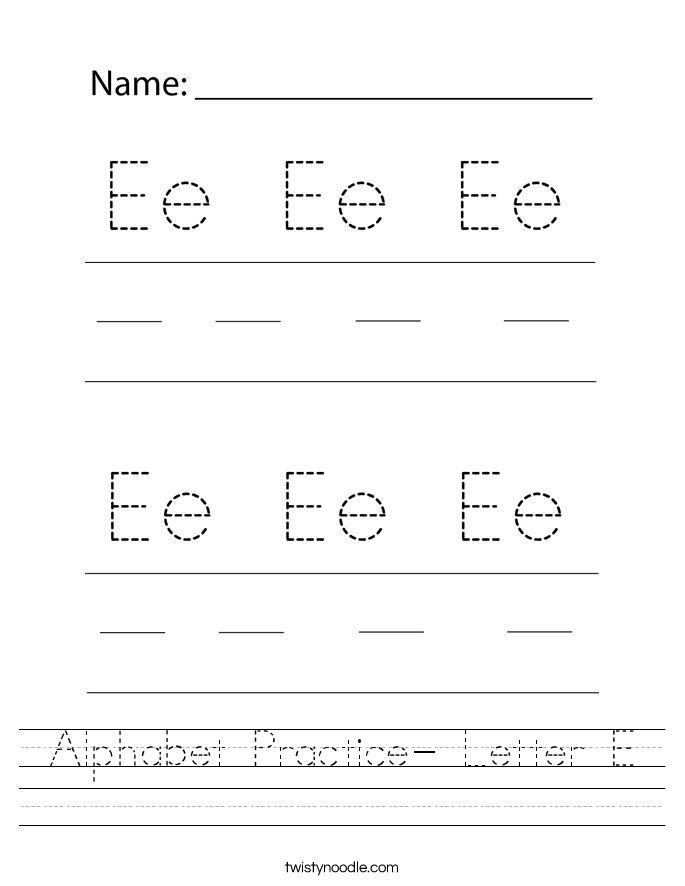 Alphabet Practice- Letter E Worksheet