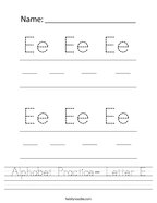 Alphabet Practice- Letter E Handwriting Sheet