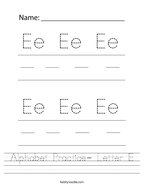 preschool worksheets letter e Alphabet Practice- Letter E Handwriting Sheet