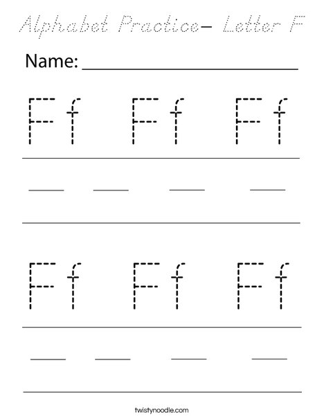 Alphabet Practice- Letter F Coloring Page