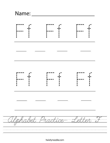Alphabet Practice- Letter F Worksheet