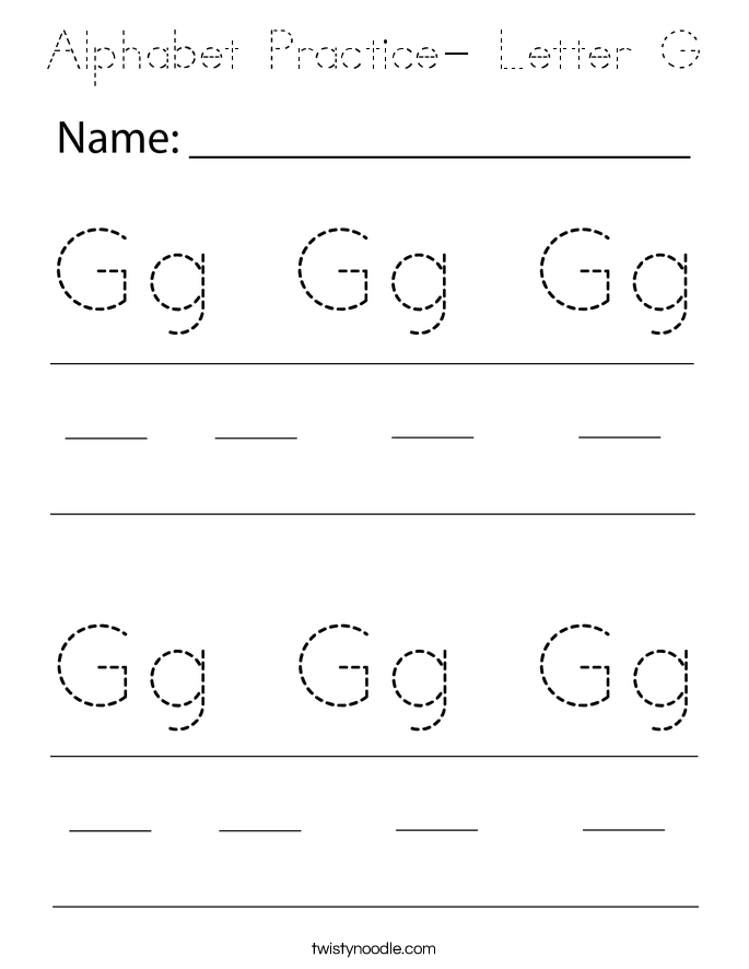 Alphabet Practice- Letter G Coloring Page